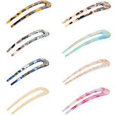 U Shape Cellulose Acetate Hair Pins 8 Pack Tortoise Shell French U Pins Vinta...