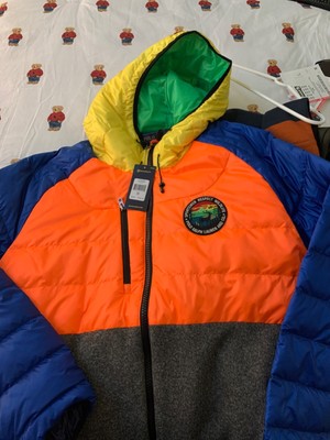 polo ralph lauren black hybrid down hooded jacket