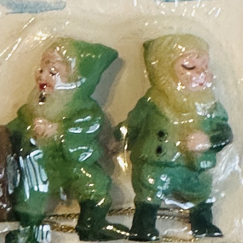 VTG MCM Hard Plastic Elves With Yule Log 5 Pc Set Hong Kong New NOS Christmas - Picture 3 of 5