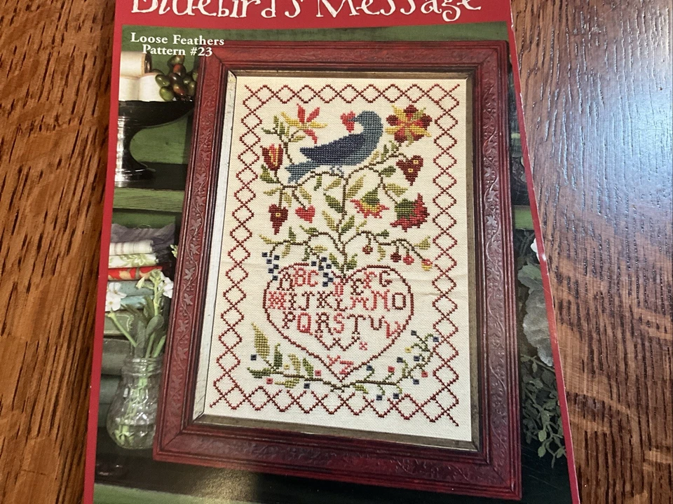 Blackbird Designs Bluebird's Message Cross Stitch Pattern Loose Feathers #23 - Image 2 of 4