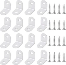 20 Pcs Small Right Angle Bracket White Corner Brace L Shape Shelf Bracket 90 ...