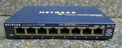 Netgear FS108 8-Port 10/100Mbp/s Fast Ethernet Switch Hub ohne Netzteil