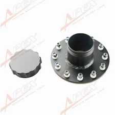 US 12 Bolt Flange Billet Aluminum Fuel Cell Fast Fill Filler Neck And Cap Black