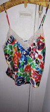 Vintage 80s Victorias secret top cami Med Shell Tank Top Poly Silky Shiny Disco