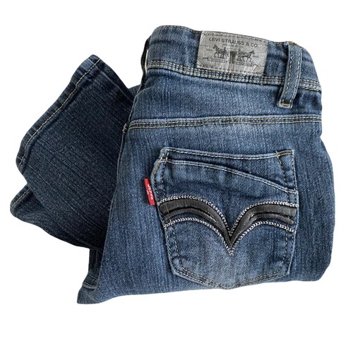 Levi's Denim Legging Girls Sz 8 Regular Straight Leg Zipper Closure Jeans Style - Picture 3 of 7