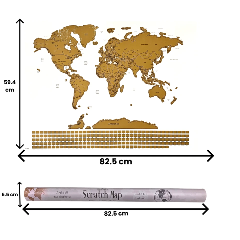 Gleneagles Scratch Off World Map Poster With Flags - White, Extra Large 60x85 cm - Image 2 of 4