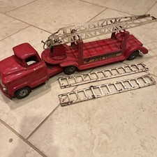Vintage Buddy "L" GMC Extension Ladder Trailer Fire Truck Display, Parts Or Rep-