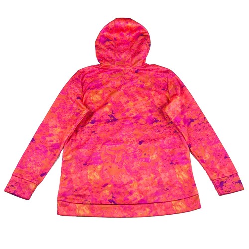 UNDER ARMOUR Girls Fleece Logo Hoodie in Neon Pink Tie-Dye Print Youth Size L - Picture 2 of 9