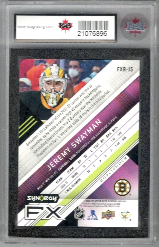 2021-22 Synergy FX Rookies #FXRJS Jeremy Swayman /749 | KSA GRADED GEM MINT 10 - Image 2 of 3