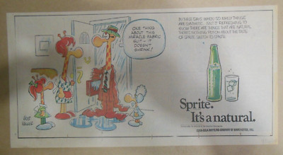 Sprite ad: Funny Mort Walker Giraffe Artwork! 1969 ''Rain Suit'' Size: 7.5 x 15 in