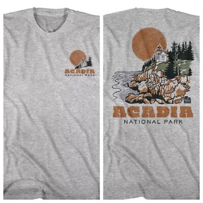 Acadia National Park Adult T-Shirt Maine Bass Harbor Lighthouse New F&B Heather