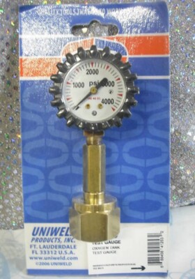Oxygen Tank Contents Test Gauge 0 to 4000 PSIG., Uniweld Part# TGCO