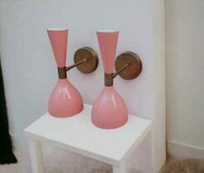 1950s Mid-Century Modern Brass Pair Of Vintage Wall Sconce Light Fixtures Lamp