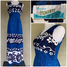 Penney s Hawaii 70s Vintage Hawaiian Barkcloth Muumuu Dress