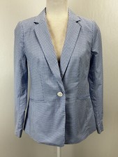 NEW Talbots Gingham Blazer Jacket 2 Blue White Women s Career Blue white