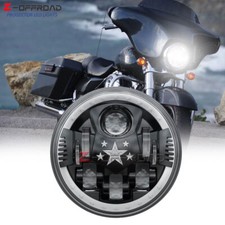 7 Inch Motorcycle Led Headlight Hi-lo White Amber Halo Drl Star For Street Glide