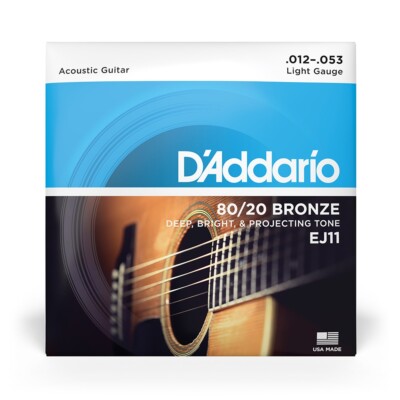 D'ADDARIO EJ11 Saiten für Akustikgitarre, 80/20 Bronze, Light, 12-53