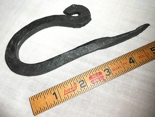 Black 5½" Antique-Style Large Heavy Duty Wrought Iron Coat or Hat or Bag Hook - Picture 2 of 4