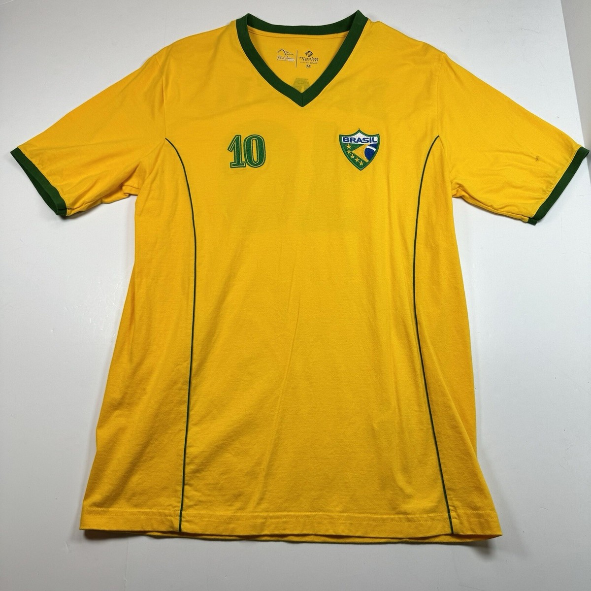 Brasil 10 Shirt Logo Brazil Colors Yellow Unisex Soccer Futbol