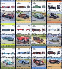 1987 TUVALU Set 5 Collection 24 MNH Car Stamps (Auto 100 / Leaders of the World)