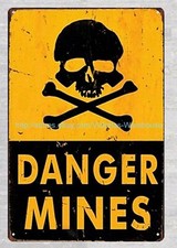  outdoor art prints Danger mines skull cross bones metal tin sign