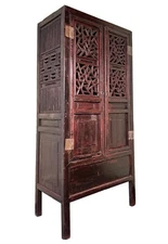 Antique Ming Ice-Crack Lattice Scholar Scroll Cabinet (3614), Circa 1800-1849