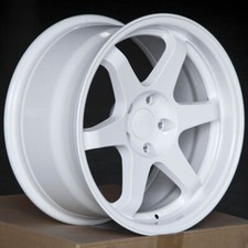 4 9SIX9 SIX-1 17x9 5x114.3 +25 GLOSS WHITE WHEELS TE37 STYLE FITS 240SX S13 S14