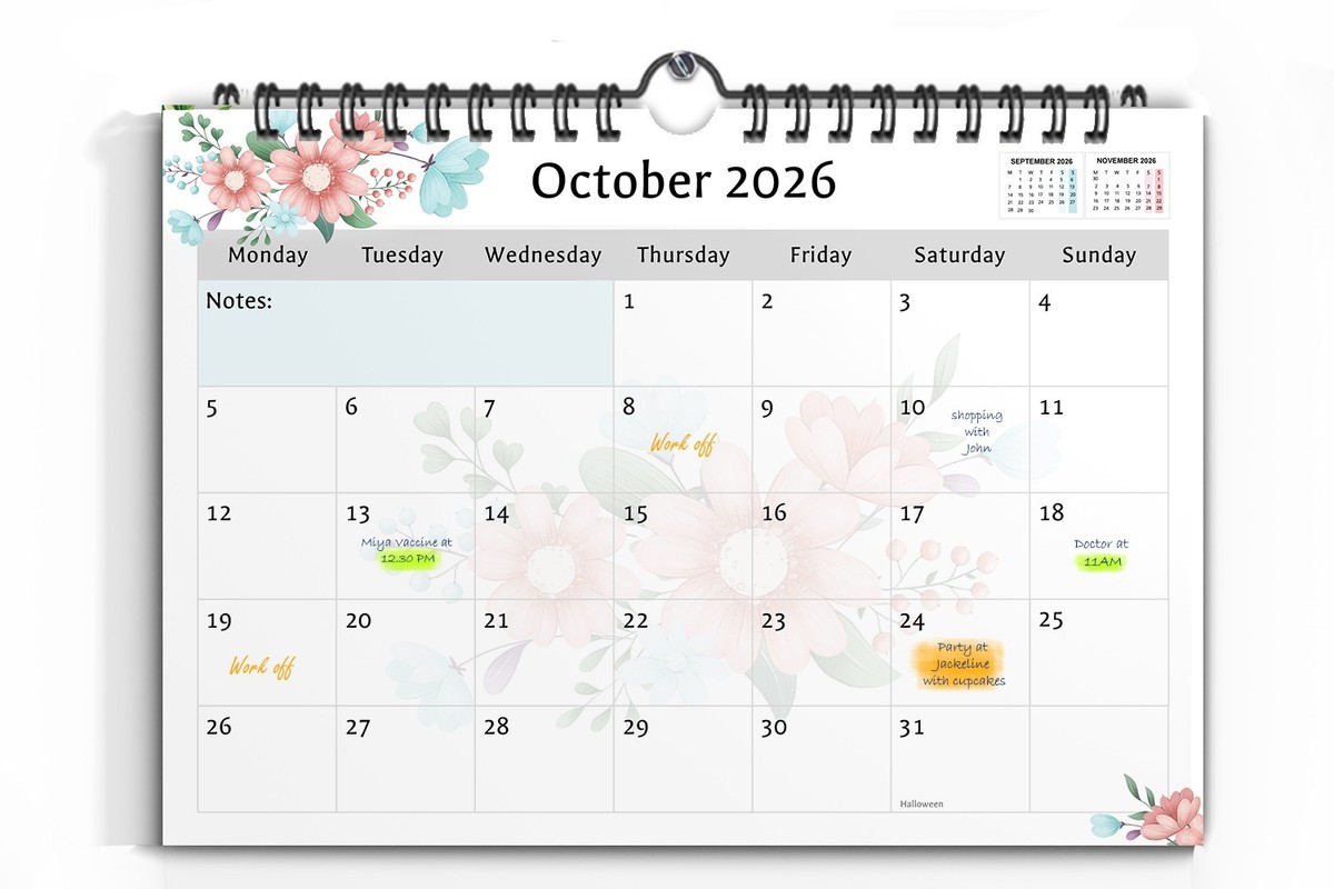 2026 Family Planner Calendar UK Wall Month to View Family Home Office Organiser