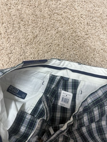 New Polo Ralph Lauren 35 Men Forbes Blue Green Tartan Plaid Shorts Golf Chino - Picture 8 of 10