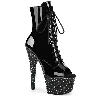 Pleaser Stardance-1021 7 Inch Heel Peep Toe Lace-Up Ankle Boot High