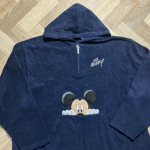 Vintage Disney Mickey Mouse Fleece Hoodie – Navy – Embroidered Graphic - Picture 3 of 7