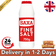 Saxa Fine Table Salt for Table & Cooking, 750 g Drum (Pack of 1) UK