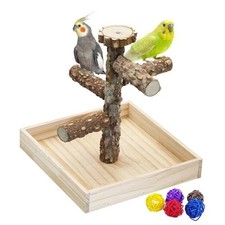 Portable Bird Perch Stand with Potty Tray, Natural 3. Five Levels Bird Stand