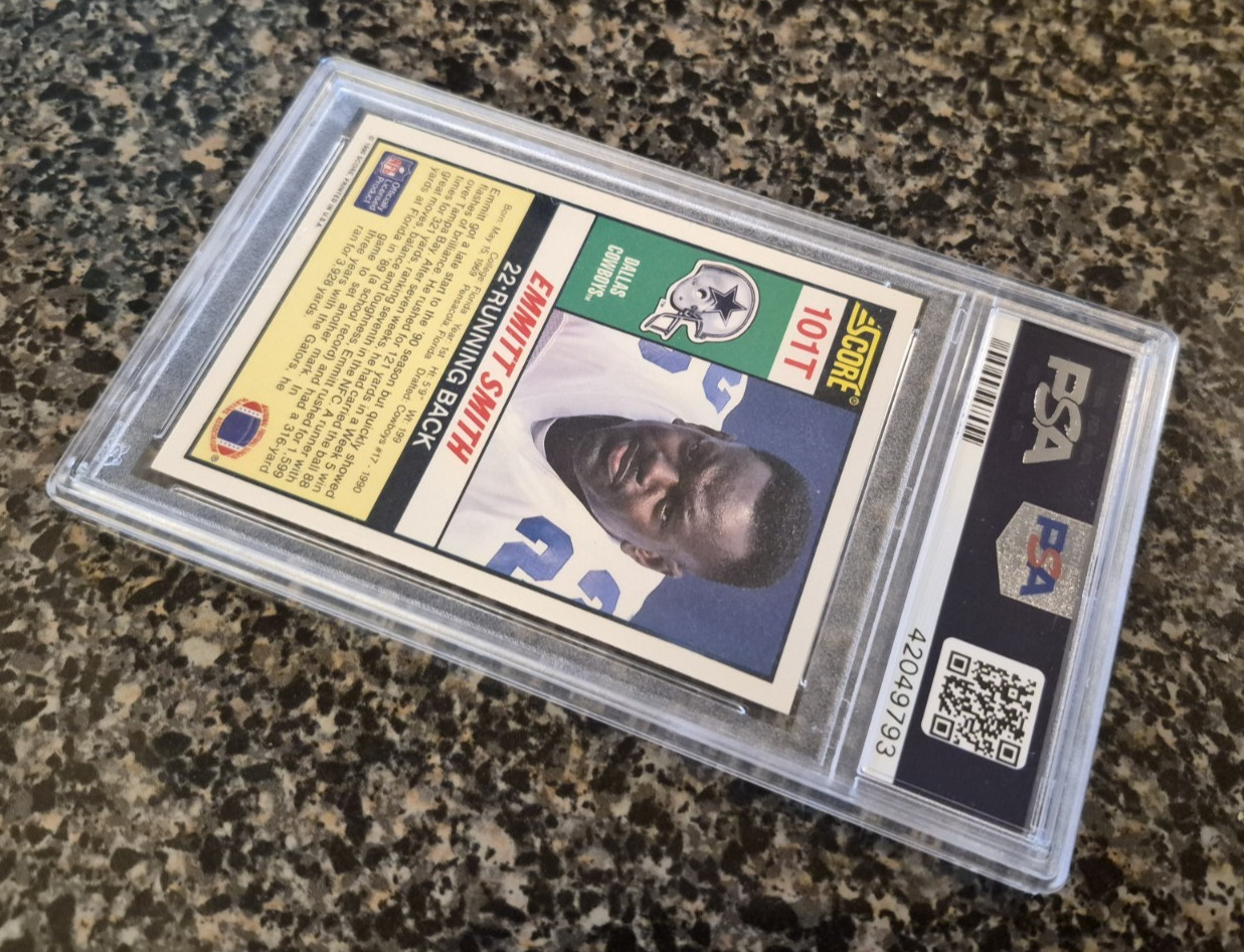 PSA 10 - 1990 Score Supplemental EMMITT SMITH RC #101T - Dallas Cowobys HOF view 5