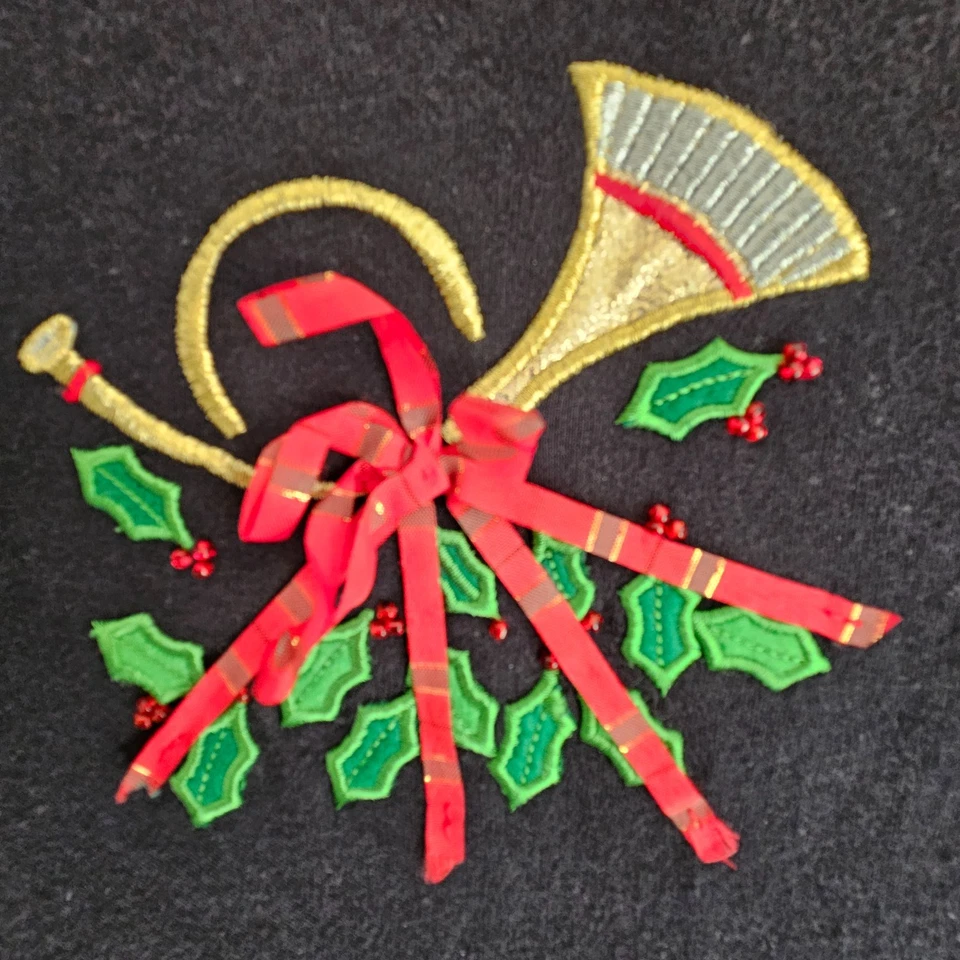 Top Hampshire Studio Nieve Navidad Mujer XL Negro Manga Larga Cuerno Francés Acebo Foto 4 de 4