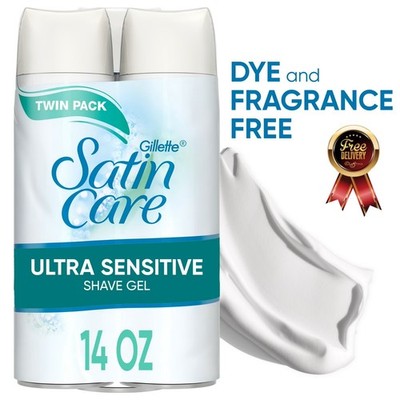 Gillette Satin Care Ultra Sensitive Women's Shaving Gel Twin Pack, 14 oz