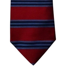 Brooks Brothers Makers Silk Necktie Men's Red Blue Striped Designer Tie EUC