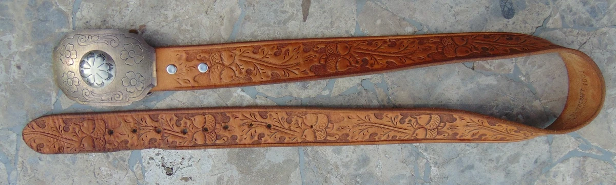 VINTAGE PENNEY RANCHCRAFT LEATHER TOOLED WESTERN BELT  display picture 2