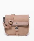 NWT LULULEMON Now and Always Crossbody *5L Bag  Soft Sand Leather Trim School