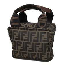 Borsa a mano in tela marrone Fendi mini borsa pochette autentica