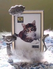 Silvertone 6" X 6.5" MY CAT Figurine Picture Frame - Holds 3.5" X 5" Photo