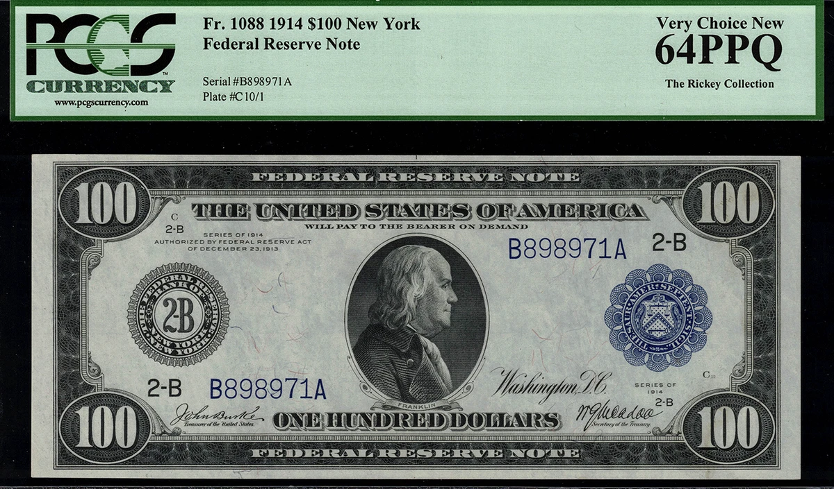 1914 年$100 美联储大说明| eBay