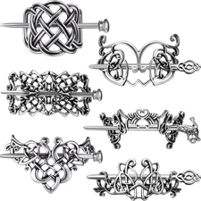 Syhood 6 Pieces Vintage Silver Celtic Hair Slide Hairpin Celtic Knot Hair Stick