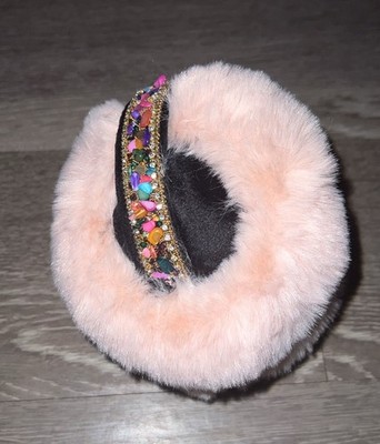 Winter Warm Soft Fuzzy Bejeweled Earmuffs - White | Brand New