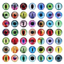 100Pcs 18mm Glass Dragon Eyes Flatback Doll Eyes, Green Red Blue Mixed