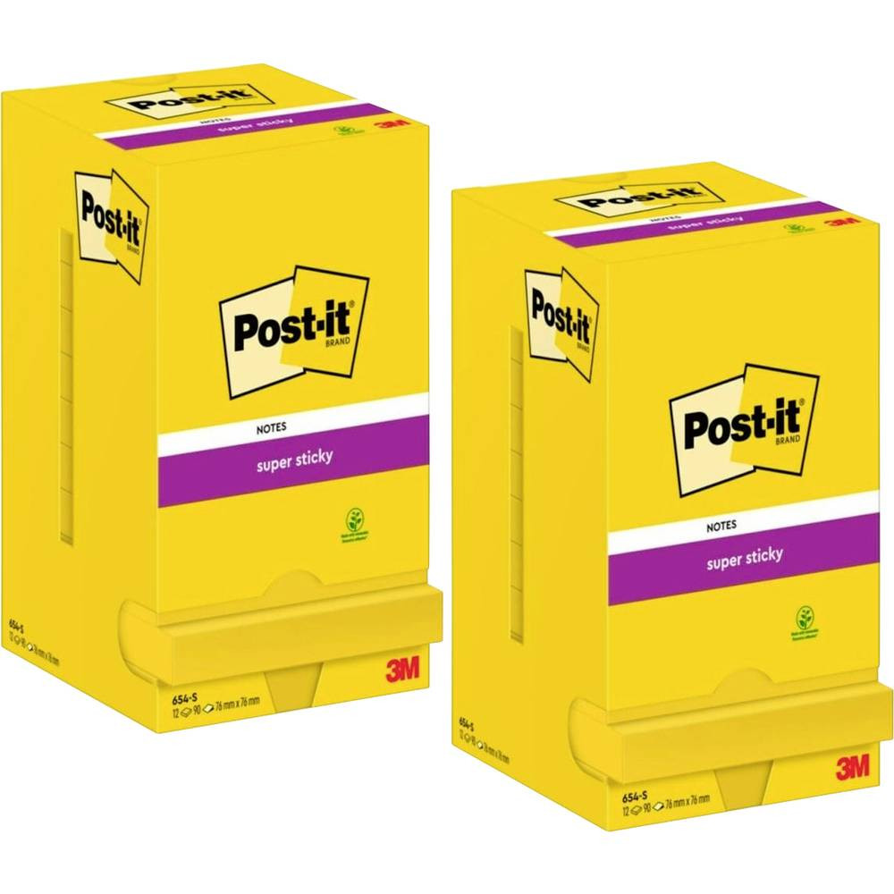 Post-it Nota adesiva, memo 654SSCYP12+12 76 mm x 76 mm Giallo 24 pz.