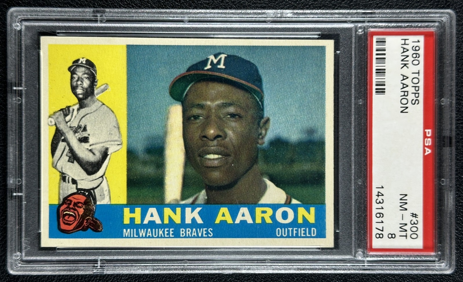 HANK HENRY AARON PSA 8 1960 TOPPS BASEBALL #300 BRAVES NM-MT