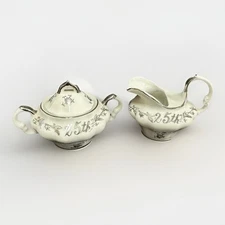 Vintage Norcrest Fine China petite Japan Cream & Sugar Silver 25th Anniversary