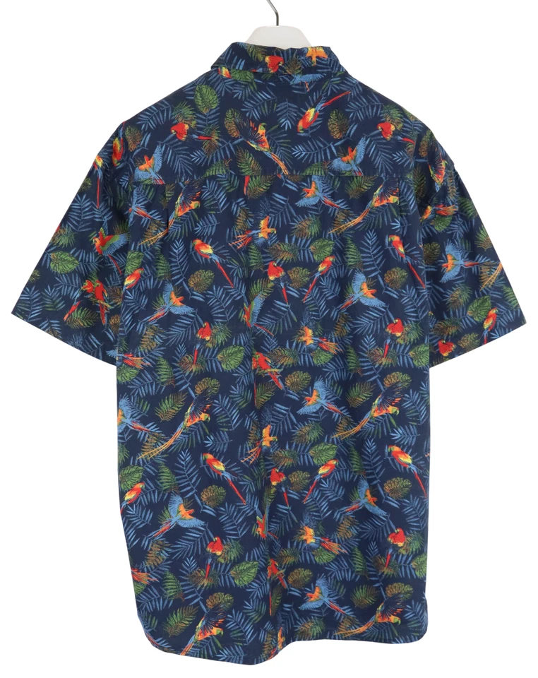 Camisa ATLAS FOR Hombre 4XL Azul Hawaiana Informal Manga Corta Cuello Foto 2 de 4