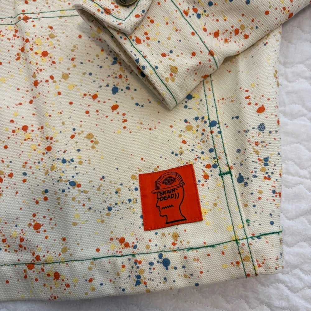 Brain Dead Dickies Gardening Jacket Whisper White Paint Splatter DK011243 Mens M - product detail image 4